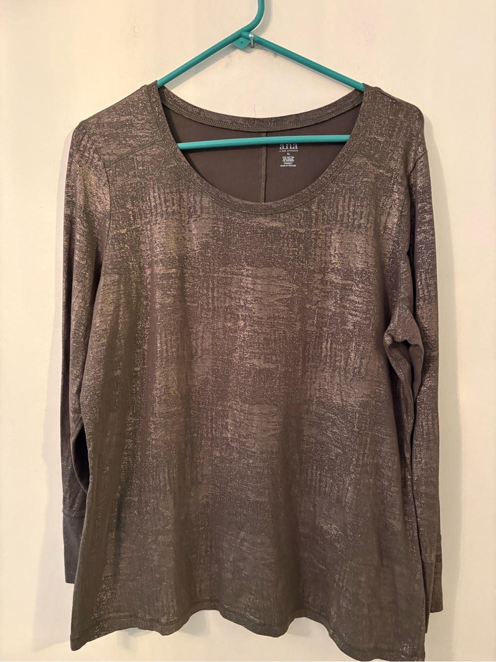 A.N.A. Women’s Long Sleeve TShirt Olive Green w Gold Flecking - Sz XL